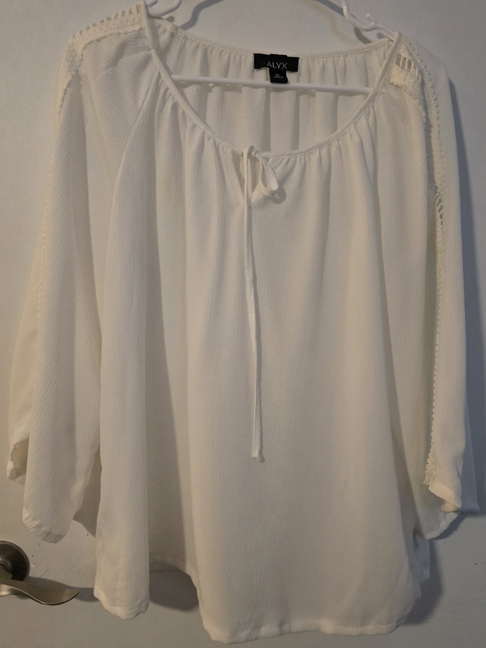 ALYX Cream Tie-Front Boho Peasant Blouse